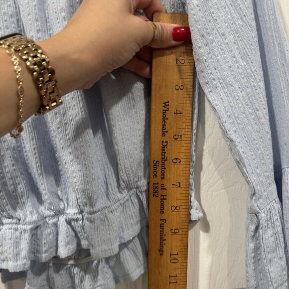 Women’s piccola bella blouse Off Shoulder Blue Summer Lightweight Bell Sleeves S - Picture 8 of 8